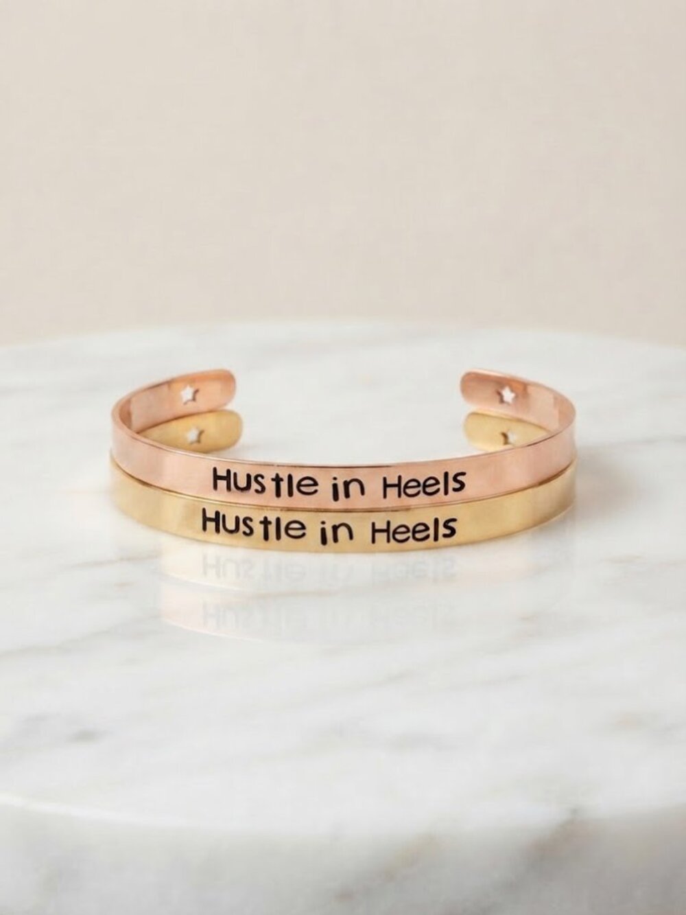 Hustle in Heels 2 Piece Motivational Bracelet Set